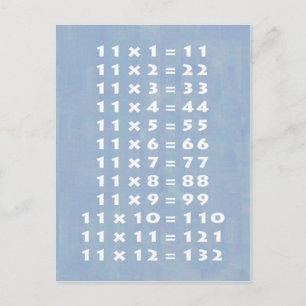 #11 Times Table Collectable Postcard