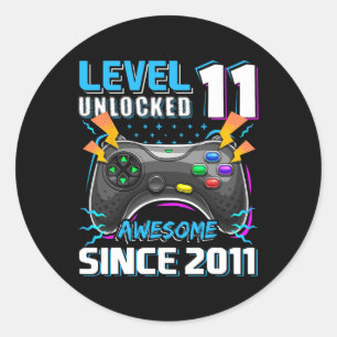 11 Unlocked Awesome 2011 Video Game 11th Birthday Classic Round Sticker