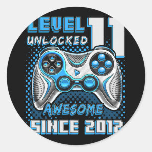 11 Unlocked Awesome 2012 Video Game 11th Birthday  Classic Round Sticker