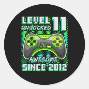 11 Unlocked Awesome 2012 Video Game 11th Birthday  Classic Round Sticker