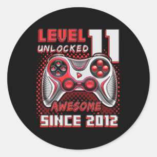 11 Unlocked Awesome 2012 Video Game 11th Birthday Classic Round Sticker