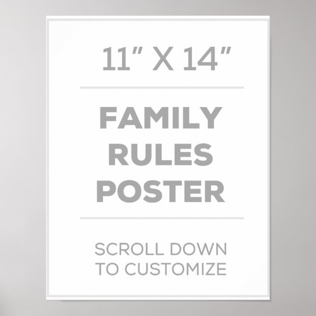 11" x 14" Family Rules Poster (Front)
