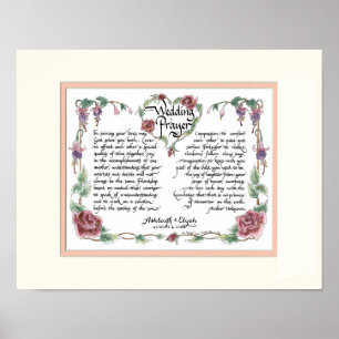 11 x 14 Wedding Prayer, Anniversary Calligraphy Poster