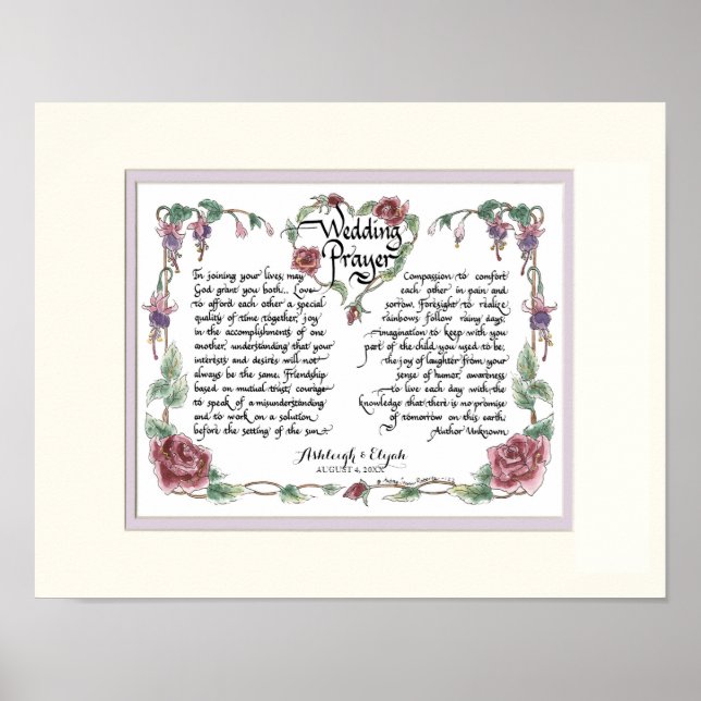 11 x 14 Wedding Prayer, Anniversary Calligraphy Poster (Front)