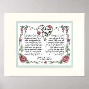 11 x 14 Wedding Prayer, Anniversary Calligraphy Poster