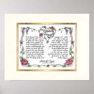 11 x 14 Wedding Prayer, Anniversary Calligraphy Poster