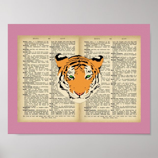 11" x 8.5", Poster(Tiger and Text Vintage Designs) Poster (Front)