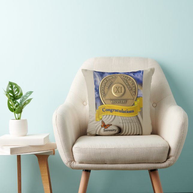 11 Year CUSTOM NAME AA Anniversary Serenity  Cushion (Chair)