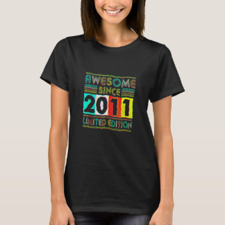 11 Year Old  Awesome Since 2011 11th Birthday Retr T-Shirt