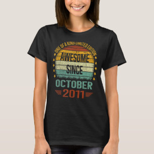 11 Year Old Awesome Since October 2011 11th Birth T-Shirt
