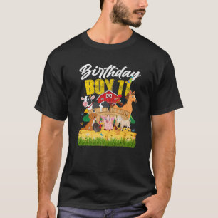 11 Year Old Barnyard Birthday Boy 11Th Farm Animal T-Shirt