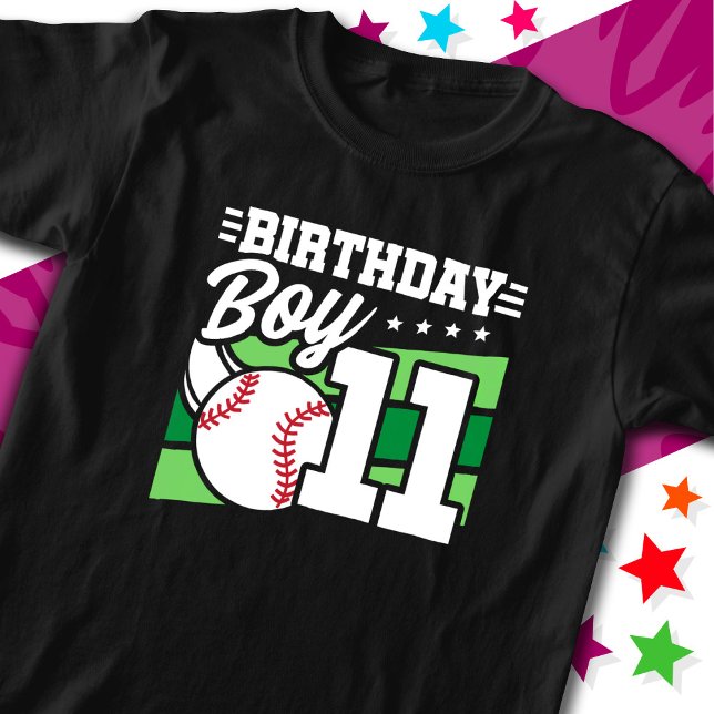 11 Year Old Baseball Party Theme 11th Birthday Boy T-Shirt (Creator Uploaded)