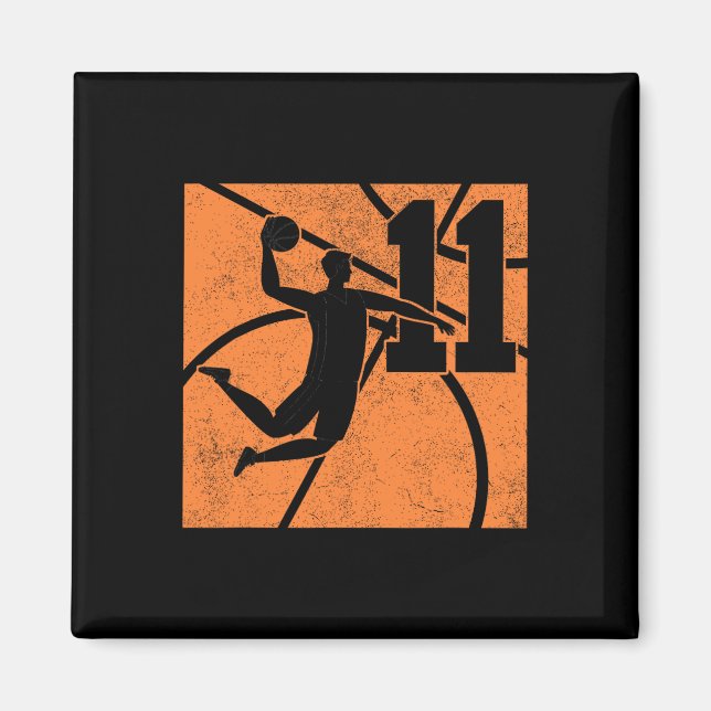 11 Year Old Basketball Dunk 11th Birthday Party Th Magnet (Front)
