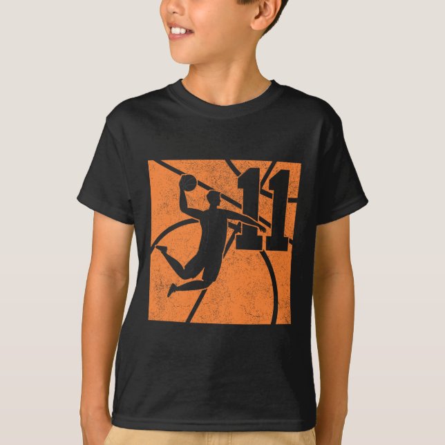 11 Year Old Basketball Dunk 11th Birthday Party Th T-Shirt (Front)