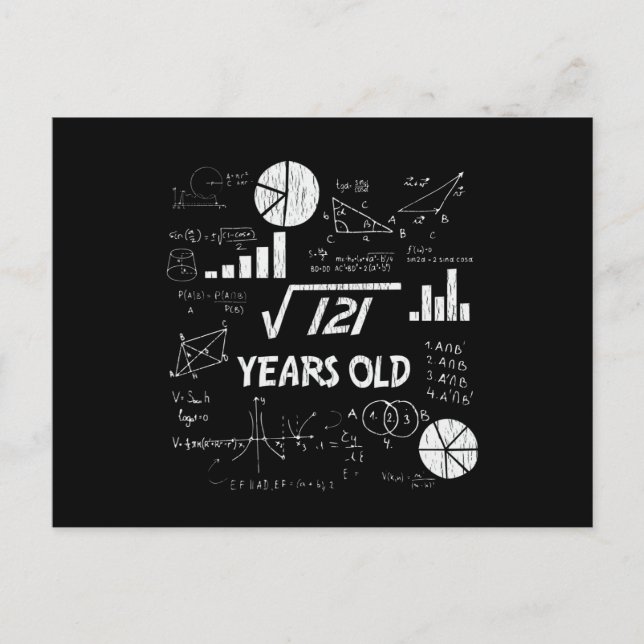 11 Year Old Bday Geeky Math 11th birthday Gift Postcard (Front)
