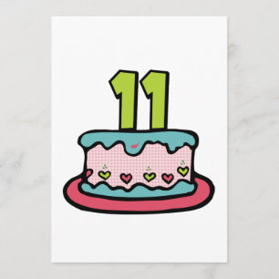 11 Year Old Birthday Cake Card