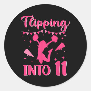 11 Year Old Birthday Cheerleading Girl 11th Cheerl Classic Round Sticker