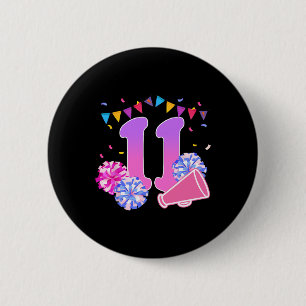 11 Year Old Birthday Cheerleading Girl 11th Party 6 Cm Round Badge