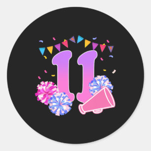 11 Year Old Birthday Cheerleading Girl 11th Party Classic Round Sticker