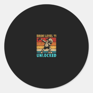11 Year Old Birthday Dabbing Boy Bruh 11th Level U Classic Round Sticker