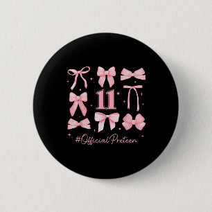 11 Year Old Birthday Girl 11th Birthday Coquette B 6 Cm Round Badge