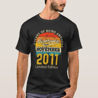 11 Year Old Born In November 2011 Vintage 11Th Bir T-Shirt