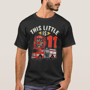 11 Year Old Firefighter Birthday Party Fire Truck T-Shirt