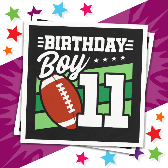 11 Year Old Football Party Theme 11th Birthday Boy Napkin (Creator Uploaded)