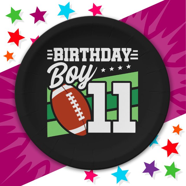 11 Year Old Football Party Theme 11th Birthday Boy Paper Plate (Creator Uploaded)