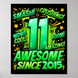 11 Year Old For Boys 11th Birthday Boy 11 Year Old Poster