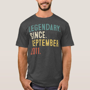 11 Year Old Gift Legend Since September 2011 11th T-Shirt