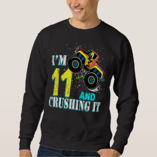 11 Year Old Girl 11th Birthday Monster Truck Boy C Sweatshirt