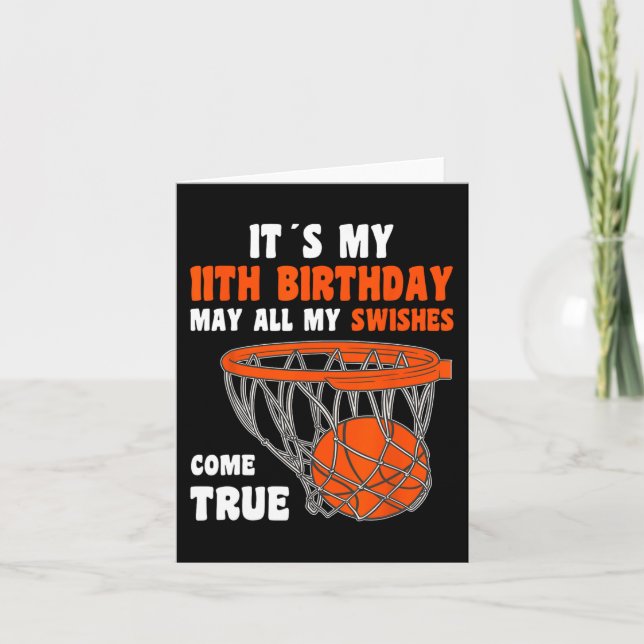 11 Year Old Happy 11th Birthday Basketball 11th Bi Card (Front)