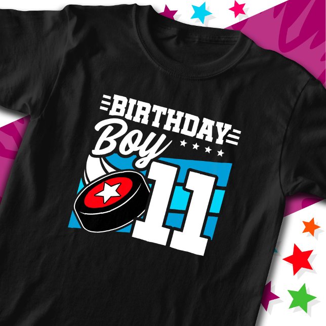 11 Year Old Hockey Party Theme 11th Birthday Boy T-Shirt (Creator Uploaded)