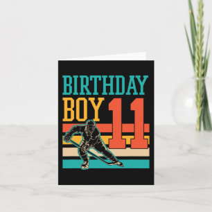 11 Year Old Ice Hockey Themed 11th Birthday Party Card