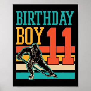11 Year Old Ice Hockey Themed 11th Birthday Party Poster