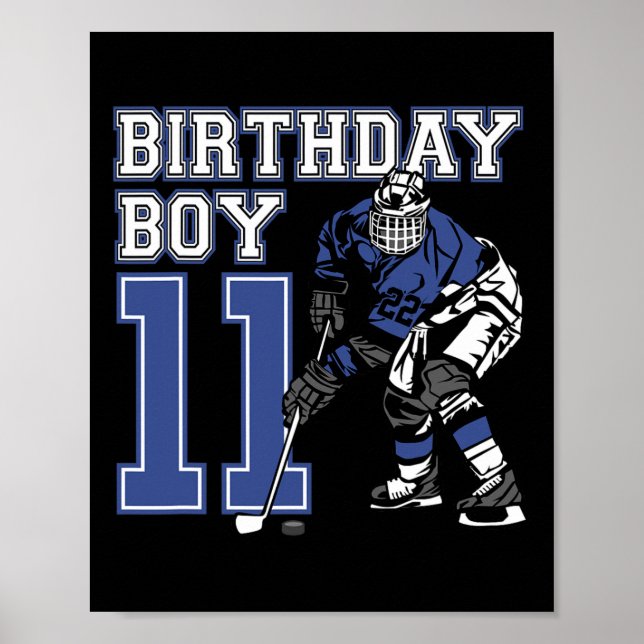 11 Year Old Ice Hockey Themed Birthday Party 11th  Poster (Front)