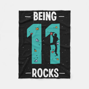 11 Year Old Rock Climbing 11th Birthday Child Clim Fleece Blanket