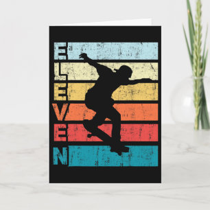 11 Year Old Skater Skateboarding 11th Birthday Par Card
