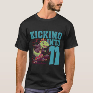 11 Year Old Skater Skateboarding T-rex Dinosaur Bi T-Shirt
