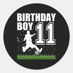 11 Year Old Soccer Birthday Party Theme 11th Gift  Classic Round Sticker