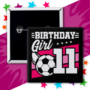 11 Year Old Soccer Football 11th Birthday Girl 15 Cm Square Badge