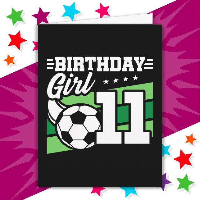 11 Year Old Soccer Football 11th Birthday Girl Card (Creator Uploaded)