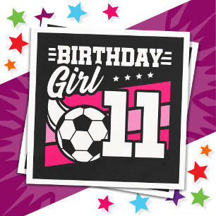 11 Year Old Soccer Football 11th Birthday Girl Napkin