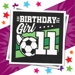 11 Year Old Soccer Football 11th Birthday Girl Napkin