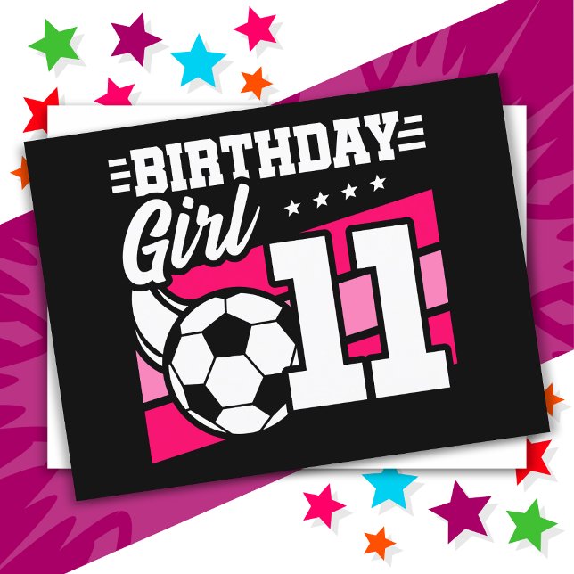 11 Year Old Soccer Football 11th Birthday Girl Postcard (Creator Uploaded)
