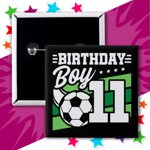 11 Year Old Soccer Football Kids 11th Birthday Boy 15 Cm Square Badge
