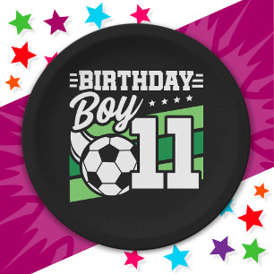 11 Year Old Soccer Football Kids 11th Birthday Boy Paper Plate