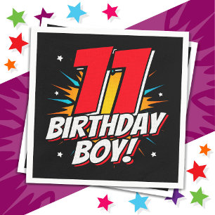 11 Year Old Superhero Birthday Boy 11th Birthday Napkin