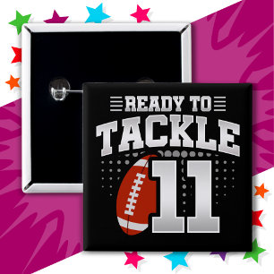 11 Year Old Tackle Football Party 11th Birthday 15 Cm Square Badge